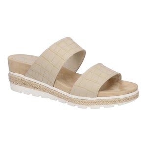 Easy Street Maryann Sandals Womens US 7.5 Taupe Croco Wedge Heel Slip-On HTAT556