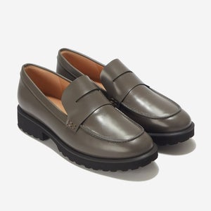 Cole Haan Geneva W29787 Flat Women's 7.5 Gray Leather Penny Loafer Shoes HTAT531