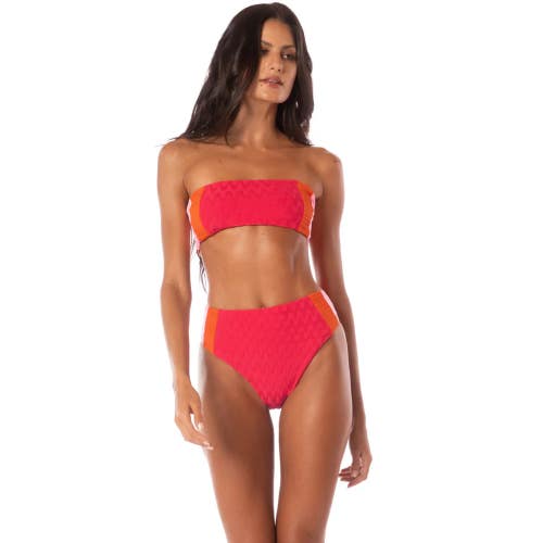 Maaji Wanderer Bikini Bottom Women's Medium Apple Red High Rise Swimwear DDR2240