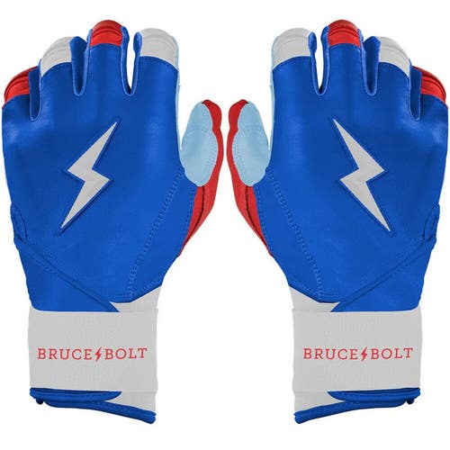 Bruce Bolt Bear Series Long Cuff Batting Gloves (Small) Red, White, & Blue (New)