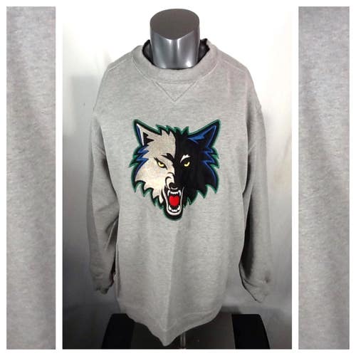 Vintage 00’s Minnesota Timberwolves Mens (XL) Gray Reebok Center Logo ***Stains