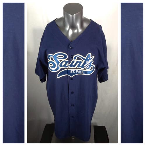 St. Paul Saints Button Up Baseball Jersey Men’s (XL) Cotton Stitched Front Logo