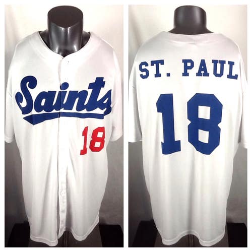 2018 St. Paul Saints SGA White Baseball Jersey (XL) Button Up Minor League Twins