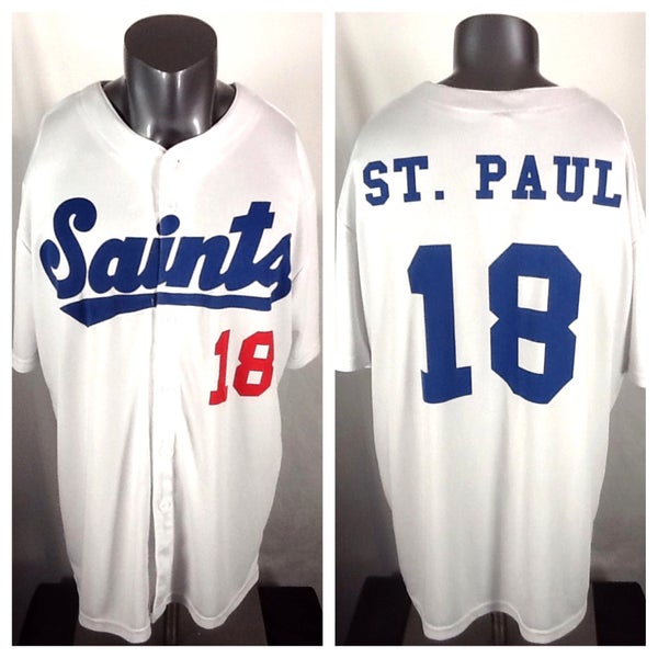 2018 St. Paul Saints SGA White Baseball Jersey (XL) Button Up Minor League Twins