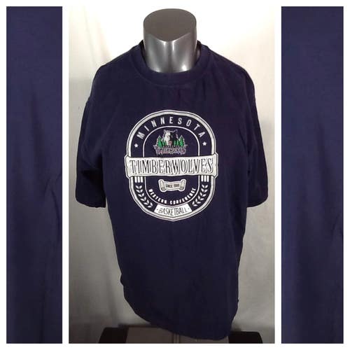 Vintage 2000s Minnesota Timberwolves T-Shirt (Large) Nice Logo Blue Y2K Tee