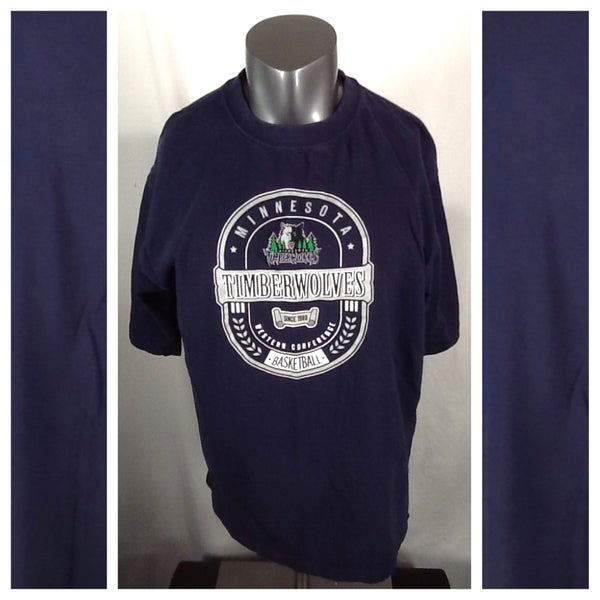 Vintage 2000s Minnesota Timberwolves T-Shirt (Large) Nice Logo Blue Y2K Tee