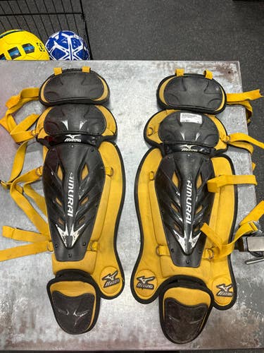 Used Mizuno SAMURAI Catchers Leg Guards Black Adult 11337-S000479446