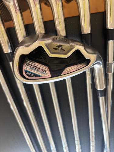 Men's 2014 Cobra Baffler XL Right Handed Iron Set Regular Flex (8 Clubs) #4 - #9, PW, GW Steel Shaft