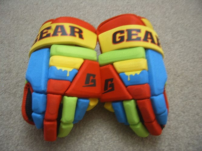 Brand New Gear Senior Hockey Gloves Multi/Rainbow Color sz 14"