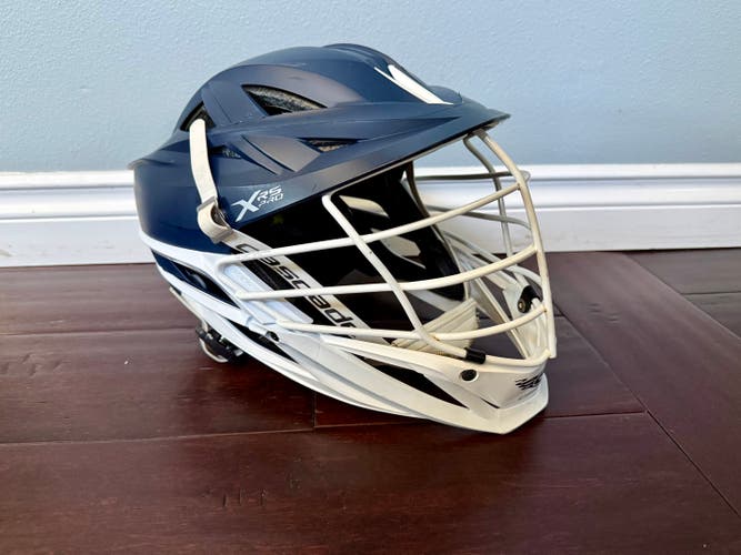 *LIKE NEW* Cascade XRS Pro Helmet *MATTE NAVY* *WHITE FACEMASK* *QuickKlip*