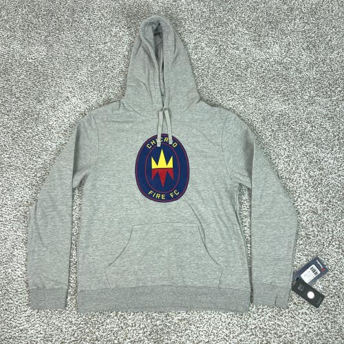 Chicago Fire FC Hoodie Mens Large Gray MLS Soccer Fanatics Pullover Fleece Logo
