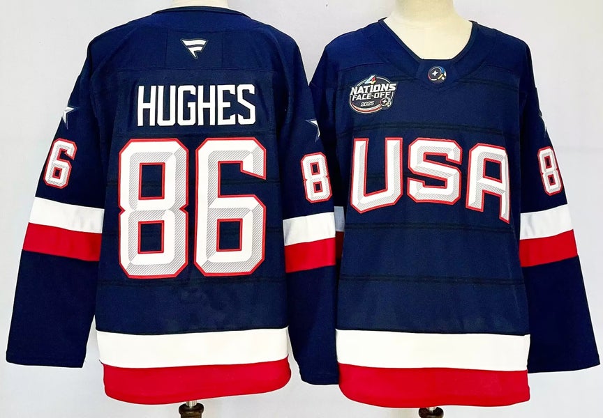 Jack Hughes #86 | Team USA 4 Nations Face-Off Jersey – Navy