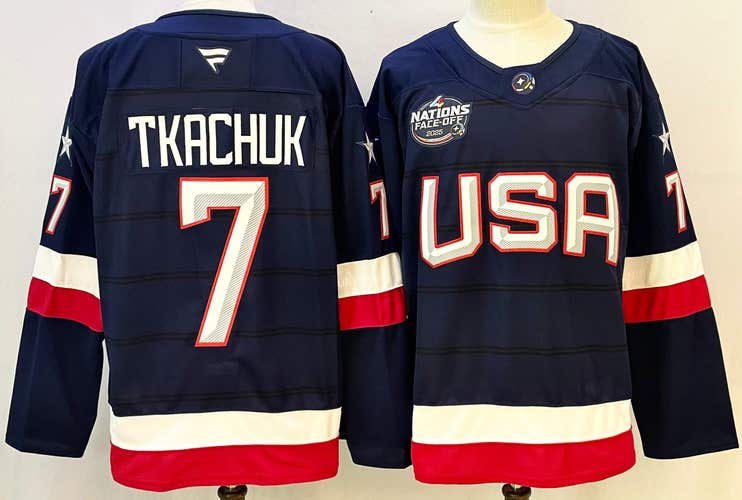 Matthew Tkachuk #7 | Team USA 4 Nations Face-Off Jersey – Navy