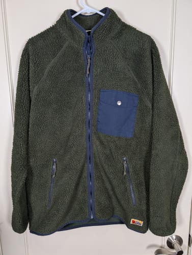 Fjallraven Vardag Pile Fleece Jacket Green Mens Size: L Sherpa Outdoor Hiking