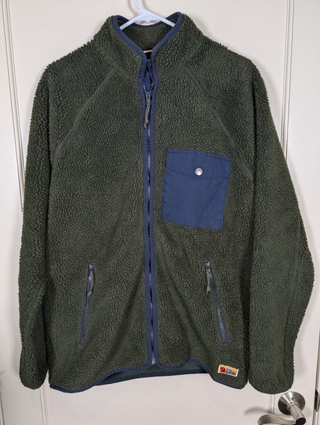 Fjallraven Vardag Pile Fleece Jacket Green Mens Size: L Sherpa Outdoor Hiking