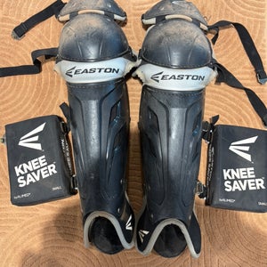 Black Adult Easton Catcher's Leg Guards w/ Knee Savers | 16" (Used)