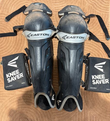 Black Adult Easton Catcher's Leg Guards w/ Knee Savers | 16" (Used)
