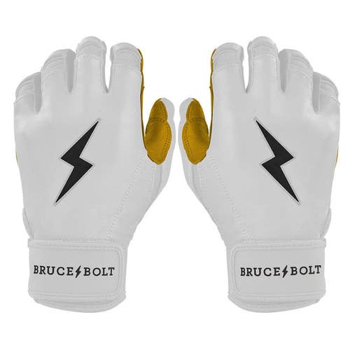 Bruce Bolt Original Series Short Cuff Batting Gloves (Large) - White (New)