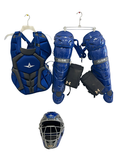 Used All Star S7X Catchers Helmet w/Mask Royal Blue One Size 11692-S000146550