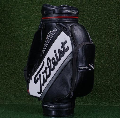 Titleist Fitting Works Staff Bag 6-Way 10 x 11 Golf Bag, Black / White W/ Hood