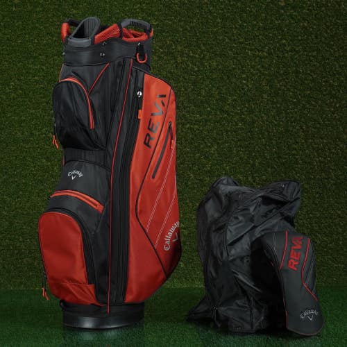 Callaway REVA Women's Cart Bag 14-Way Ladies Golf Bag, Red / Black W/ Headcover