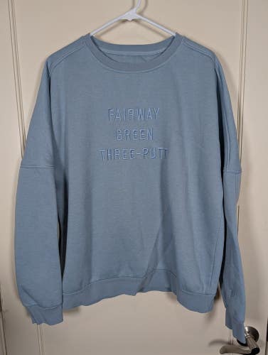 Waggle Golf Men's Crew Neck Sweatshirt Size L Fairway Green Three Putt Blue