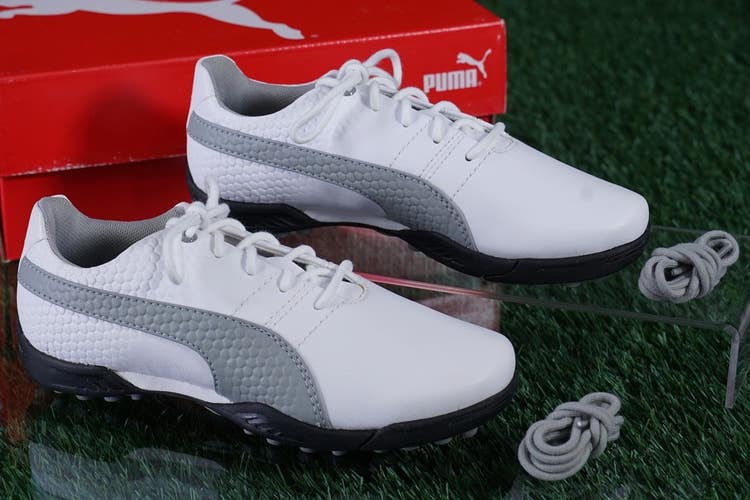 Puma Titantour V2 Jr Golf Shoes Kids EU 33 US 2, White/Gray ~ 188672 02 ~ New!