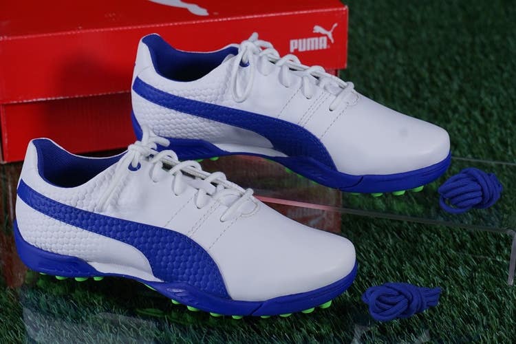 Puma Titantour V2 Jr Golf Shoes Kids EU 33 US 2, White/Blue ~ 188672 03 ~ New!