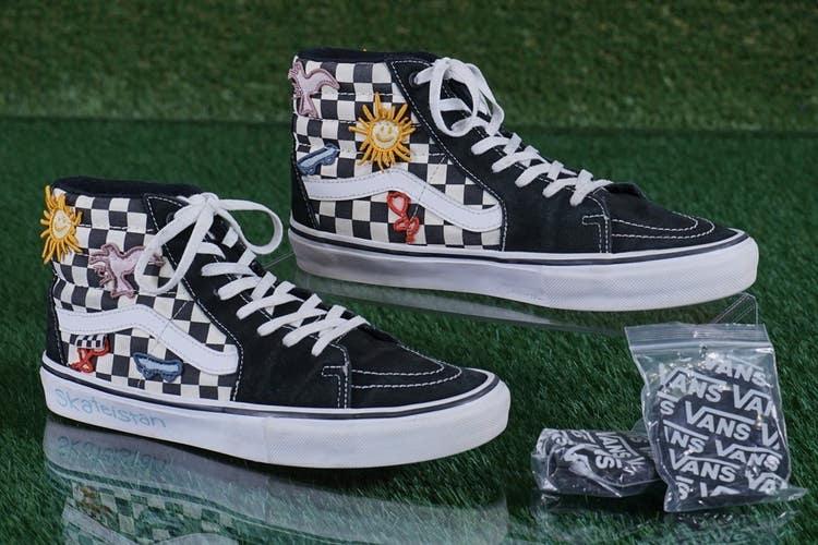 Vans x Skateistan Sk8-Hi Shoes Hi Top Men's US 9.5, Black / White ~ 500714