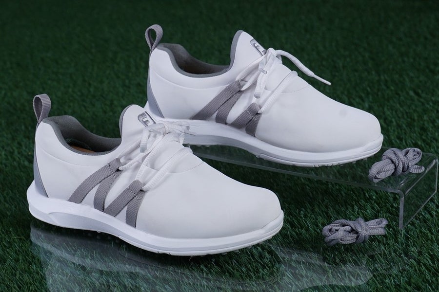 FootJoy Leisure Golf Shoes Womens 6W Spikeless, White / Gray ~ Slip-On 92917