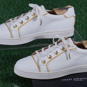 Royal Albartross Buckingham Golf Shoes Womens 9 Spikeless, White/Gold Worn Once!