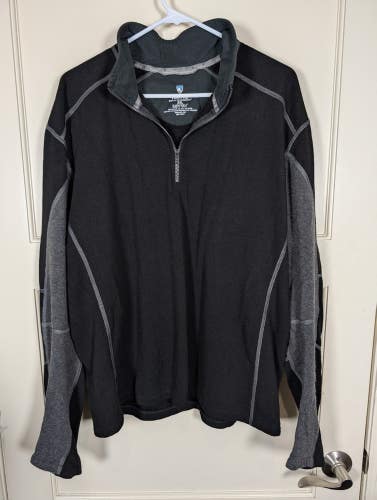 Kuhl Revel 1/4 Zip Mens XXL Black Pullover Kashmira Fleece Performance Layer