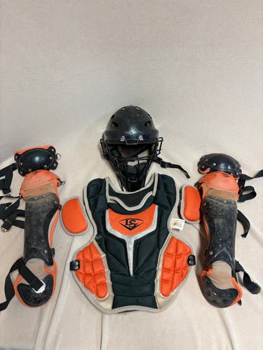 Orange Louisville Slugger Catcher's Set (Used)