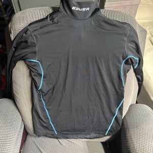 **Lot of 2 SHIRTS ** Bauer (Used) long sleeve Neck guard Shirt BNQ certified Senior  MEDIUM