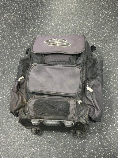Used BoomBah ROLLER BASEBALL BAG BB/SB Player Wheeled Bag Navy Blue 11849-S000036828