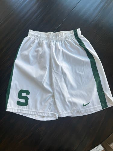 White Medium Men's Nike Shorts (Used). MSU LACROSSE, GAME SHORTS.