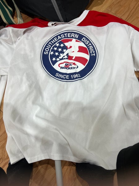 Red Jersey district camp hockey jersey