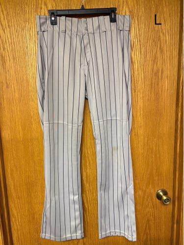 Men's Large Adult Alleson Game Pants Gray w Black Pinstripes (Used)