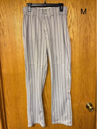 Men's Medium Adult Alleson Game Pants Gray w Black Pinstripes (Used)