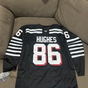 Jack Hughes devils black jerseys men’s size large new