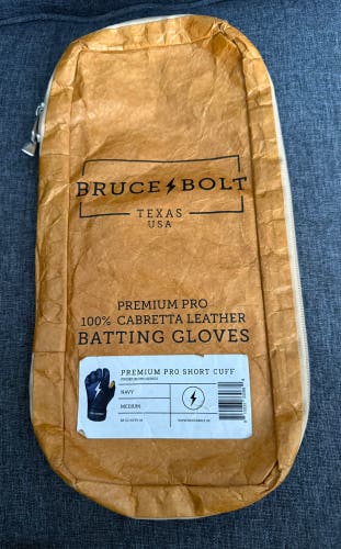 Bruce Bolt Premium Pro Short Cuff Batting Gloves Adult Navy Medium