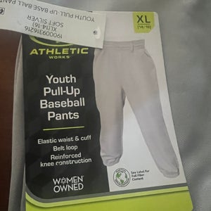 Gray Unisex XL Youth Athletic Knit Game Pants (New)