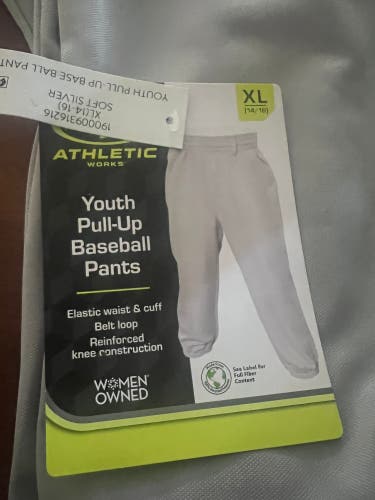 Gray Unisex XL Youth Athletic Knit Game Pants (New)