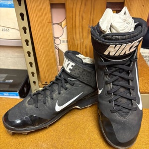 Men's Nike Air Huarache Pro Mid Metal Baseball Cleats, Size Men's 11.5, Black with White Accents