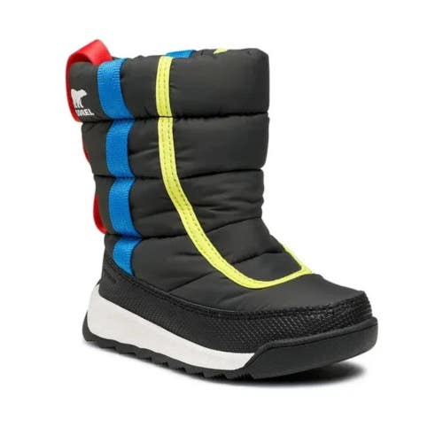 Sorel Whitney II Puffy Kids US 10 Jet Black Waterproof Snow Winter Boots RHS7597