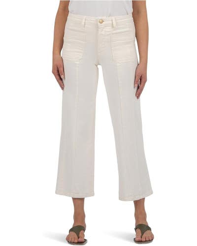 KUT from the Kloth Charlotte Jeans Women 4 Ecru Denim High Rise Wide Leg DDR2192