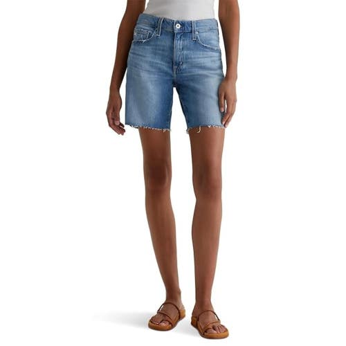 AG Jeans Ex-Boyfriend Shorts Women's 32 Blue Denim Slouchy Flat Front DDR2840