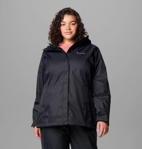 Columbia Arcadia II Rain Jacket Women 1X Plus Black Omni-Tech Waterproof DDR2182