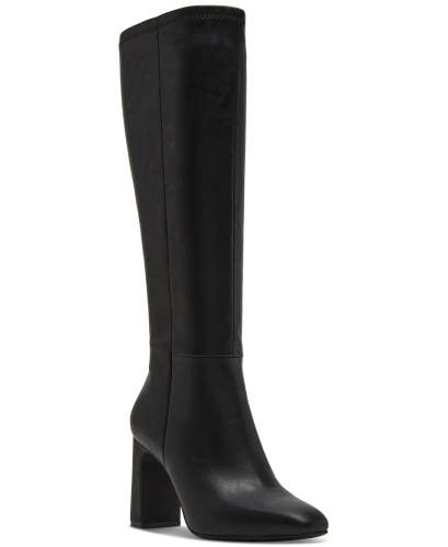 Madden Girl Wisee Boots Women's 10 Black Square Toe Block Heel Knee High VER1377