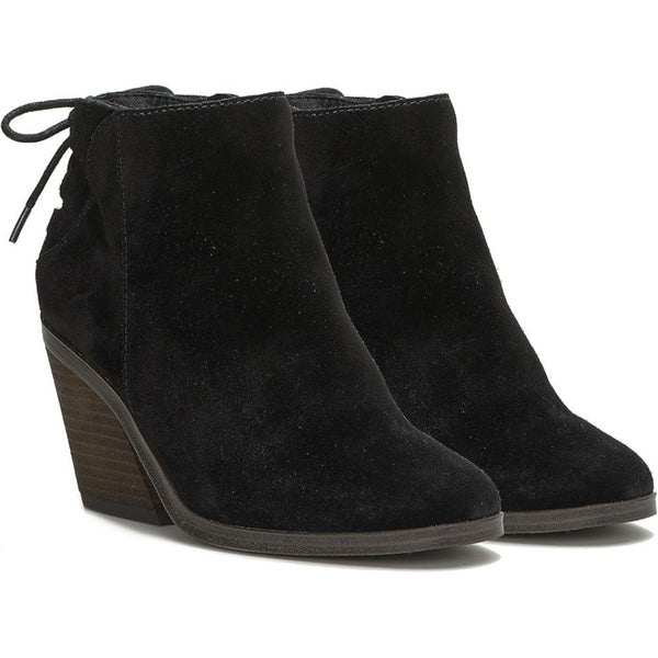 Lucky Brand Mikasi Boots Women's US 7.5 Black Suede Block Heel Bootie RHS7634